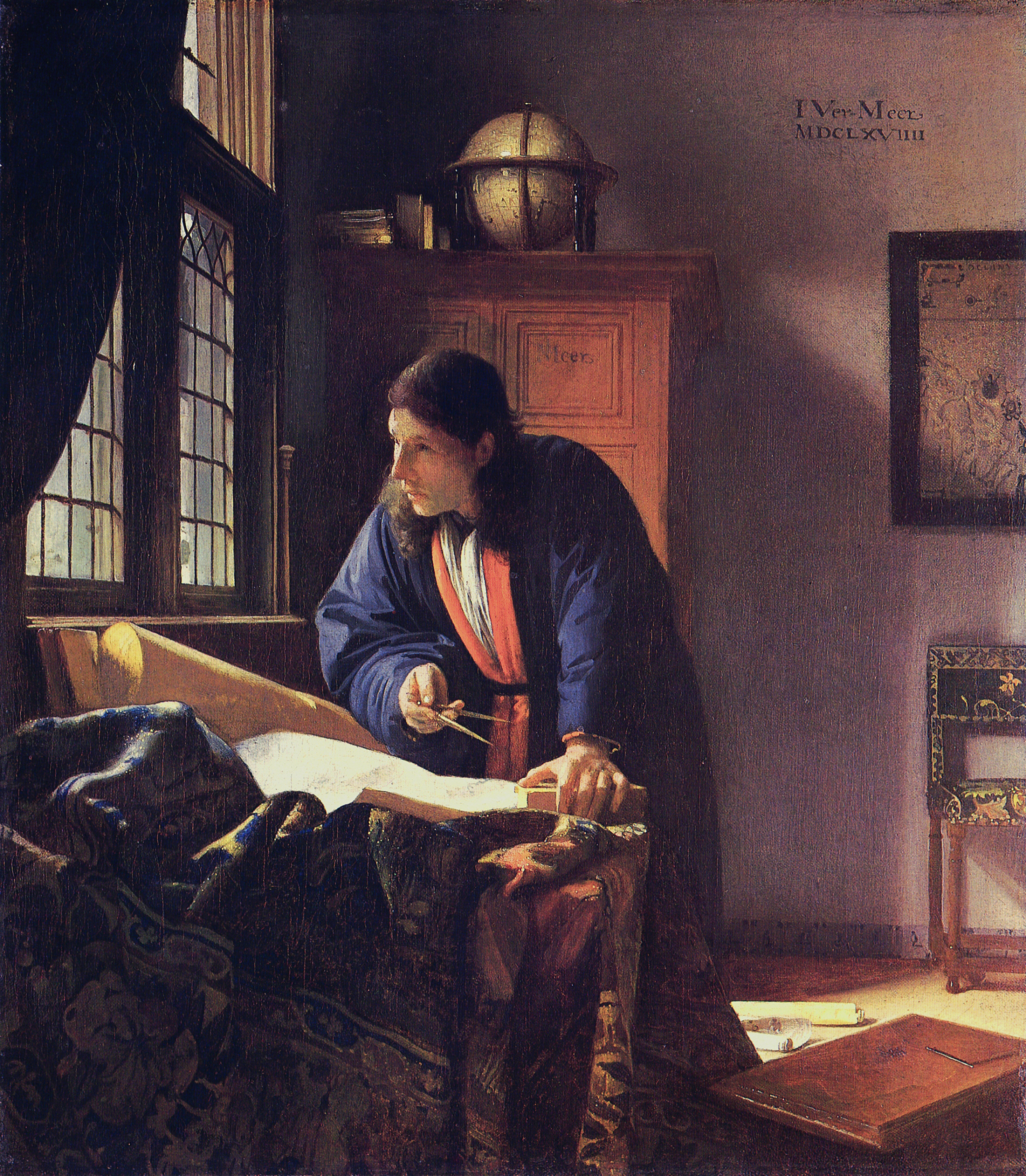 J._VERMEER_-_El_geógrafo_(Museo_Städel,_Fráncfort_del_Meno,_1669)